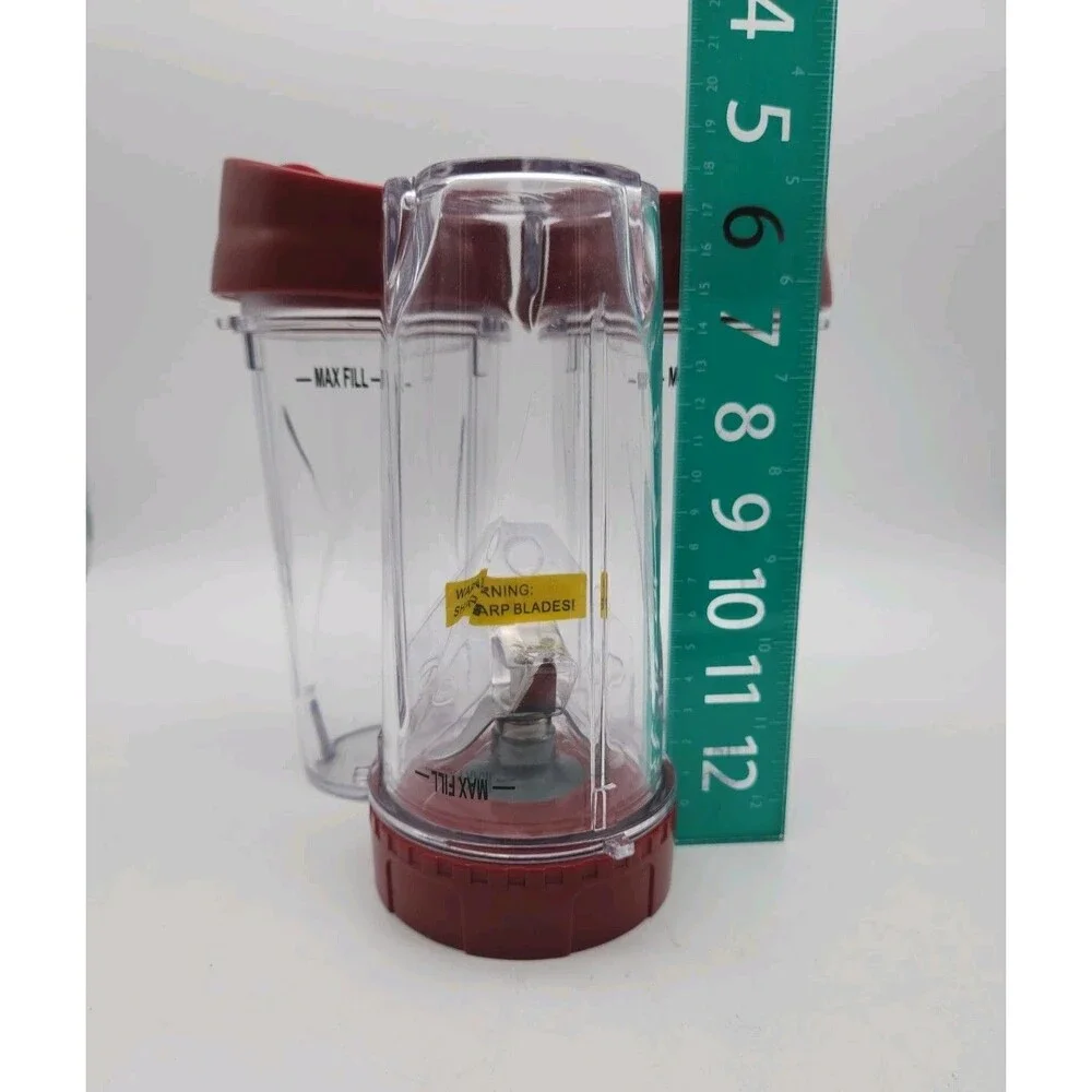 3 Ninja 16oz Cup, 2 Lids Plus New Blade For Kitchen System Pulse Blender Red New